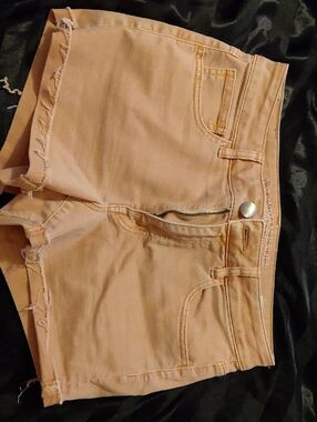 American Eagle Outfitters Peach Denim Shorts with Frayed Hem